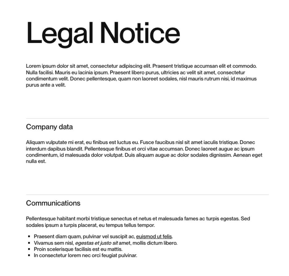 Página legal en la web