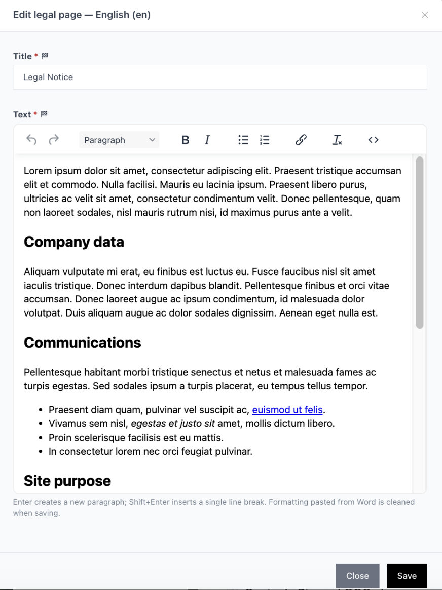 Edición del título y el contenido
