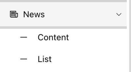 Opciones Content y List del menú lateral
