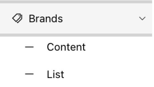 Opciones Content y List de Brands