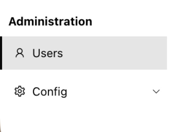 Opciones Users y Config del menú lateral